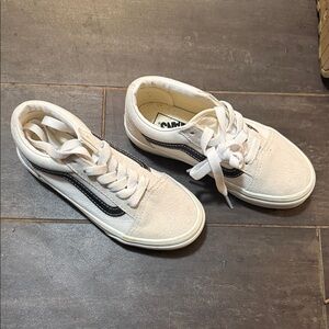 Vans Off-White and Black Low-Top Sneakers